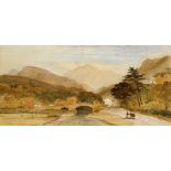 WILLIAM LINTON (1791-1876) SCAFELL watercolour, 17.5 x 36cm ++ Small spot of foxing upper centre but