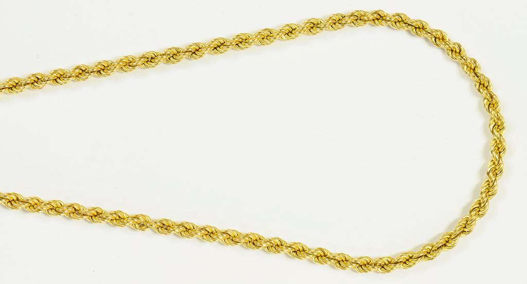 A 9CT GOLD ROPE NECKLET, 9.6G