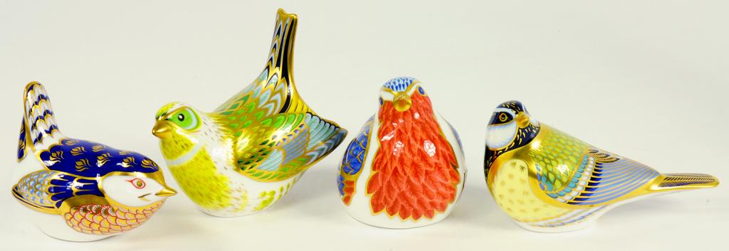 FOUR ROYAL CROWN DERBY PAPERWEIGHTS - BIRDS