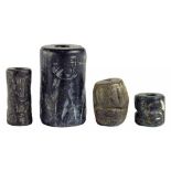 FOUR MESOPOTAMIAN, BABYLONIAN AND PERSIAN STONE CYLINDER SEALS, 3RD AND 2ND MILLENIUM BC  of