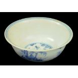 A CHINESE BLUE AND WHITE BOWL, MING DYNASTY, 16TH C  painted to the interior and exterior with a