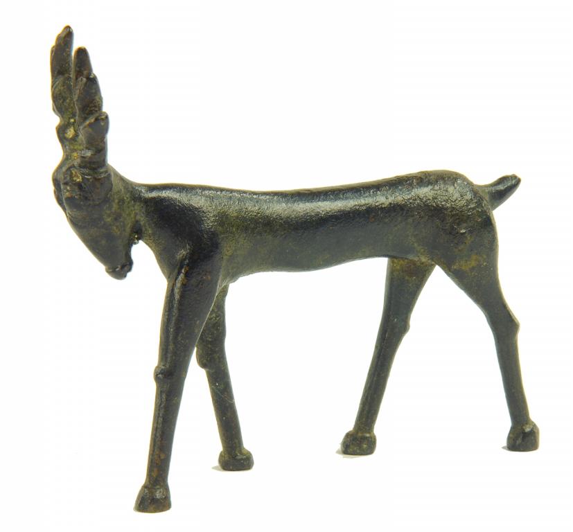 A HITTITE BRONZE MODEL OF A DEER, NORTHERN SYRIA, C1100-700 BC,   8cm h (ex Woolhouse)