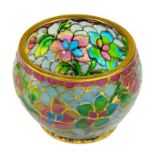 A JAPANESE PLIQUE A JOUR ENAMEL MINIATURE BOWL, MEIJI  2.5cm h ++ In fine condition