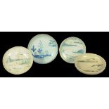 FOUR CHINESE BLUE AND WHITE CARGO PORCELAINS  comprising three saucer dishes from the Vung Tao