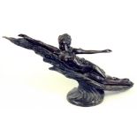 AN ART NOUVEAU STYLE BRONZE SCULPTURE OF A LIGHTLY DRAPED YOUNG WOMAN EMBLEMATIC OF AIR