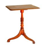 A 19TH CENTURY MAHOGANY TRIPOD TABLE WITH OBLONG TOP