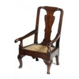 A GEORGE II MAHOGANY CHILD'S CHAIR, MID 18TH C  on shell carved cabriole legs, 69cm h ++Old