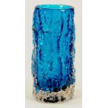 A WHITEFRIARS KINGFISHER BLUE CYLINDRICAL VASE FROM THE TEXTURED RANGE, C1970