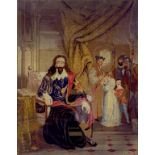 AN UNUSUALLY LARGE VICTORIAN BERLIN WOOLWORK PICTURE OF CHARLES I TAKING LEAVE OF HIS CHILDREN,
