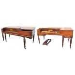 A JOHN BROADWOOD & SONS MAHOGANY SQUARE PIANO ON REEDED TAPERING LEGS, EARLY 19TH CENTURY (POOR