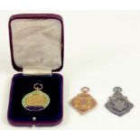 SPORT.  ENGLISH ANGLING CHAMPIONSHIP DAILY MIRROR CUP, 9CT GOLD AND ENAMEL MEDAL, REVERSE ENGRAVED