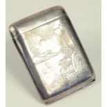 A CHINESE SILVER DOUBLE OPENING CIGARETTE CASE WITH ENGRAVED FRONT, MARKED IN CHINESE, EARLY 20TH