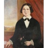 JAMES ROBINSON (FL MID 19TH CENTURY) PORTRAIT OF MARY CHADWICK  three quarter length in a black