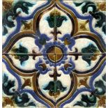 FORTY-TWO DUTCH SIX INCH CLOISONNÉ TILES PROBABLY MANUFACTURED BY DE PORCELEYNE FLES FOR A BELL & CO
