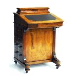 VICTORIAN INLAID WALNUT DAVENPORT 82cmh; 53w x 55cn d