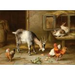 †EDGAR HUNT (1876-1953) FARMYARD FRIENDS  signed and dated 1924, oil on canvas, 29 x 39.5cm ++In the