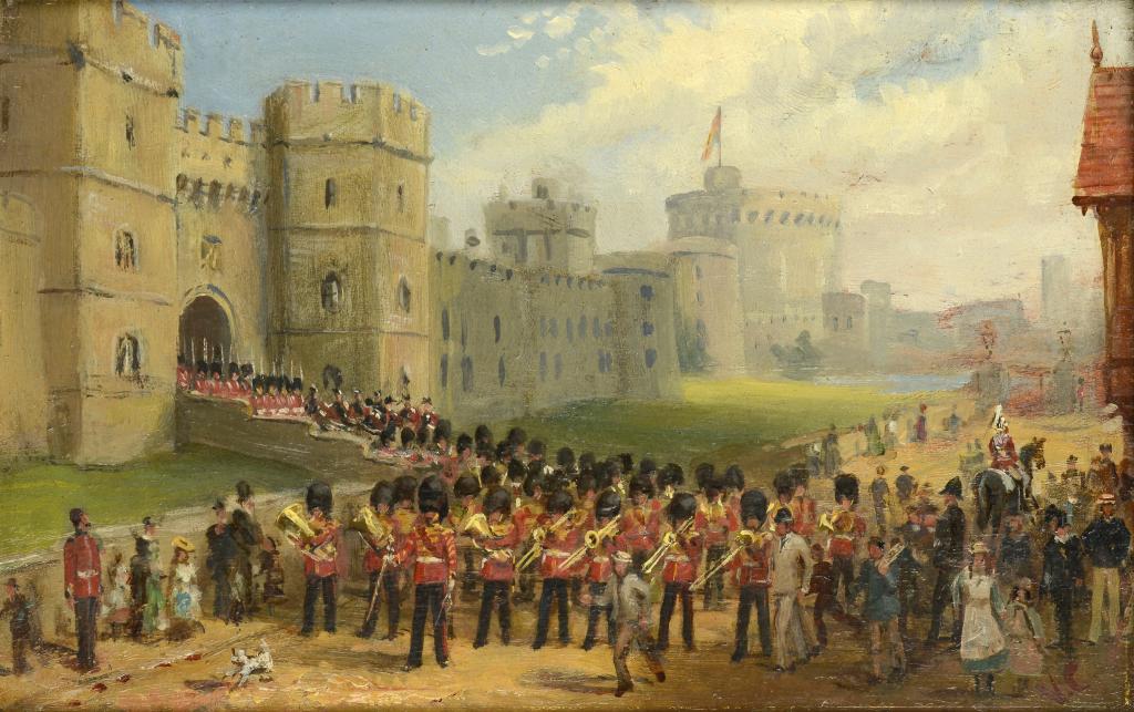 VICTOR MILTON CORDEN (1860-1939) RELIEVING THE CASTLE GUARD WINDSOR (THE SCOTS FUSILIER GUARDS)