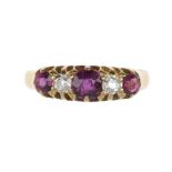 A RUBY AND DIAMOND RING, EARLY 20TH C  in gold, size K ++In good condition with light wear