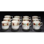 A SET OF EIGHT DERBY COFFEE CANS, C1820  with wishbone handle and red and gilt decoration, 6.5cm