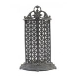 A VICTORIAN CAST IRON UMBRELLA STAND, C1880 with drip tray, 75cm h ++Complete and undamaged, cleaned