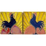 FIFTY-SEVEN DUTCH FOUR INCH CLOISONNÉ COCKEREL TILES   DESIGNED BY L E F BODART AND MANUFACTURED