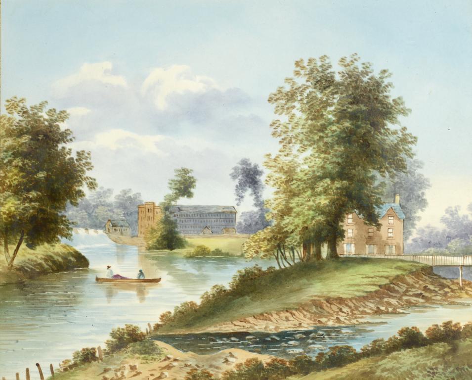 A PAIR OF DERBY-DECORATED ENGLISH PORCELAIN PLAQUES, 19TH C painted with views of Darley Mill on the - Image 2 of 2