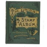 POSTAGE STAMPS.  AN ORIGINAL COLLECTION ON LEAVES IN  LATE 19TH C LINCOLN ALBUM   many fine used,