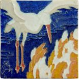 SIXTY-TWO DUTCH FOUR INCH CLOISONNÉ STORK TILES  DESIGNED BY L E F BODART AND MANUFACTURED BY DE