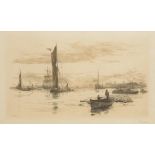 WILLIAM LIONEL WYLLIE, RA, RE (1851-1931) THE RIVER OF GOLD  etching in sepia with margins, signed