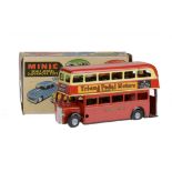 A TRI-ANG MINIC DOUBLE DECKER BUS,  VG, boxed, dusty, lacking flap and miscellaneous other vintage