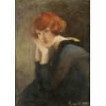 †MARJORIE CHRISTINE BATES (1887-1962) GIRL WITH RED HAIR signed, pastel, 72.5 x 52.5cm ++In superb