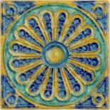 SIXTY-FIVE DUTCH FOUR INCH CLOISONNÉ 'ROSE WINDOW' TILES DESIGNED BY L E F BODART AND MANUFACTURED