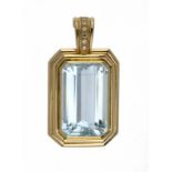 A FINE AQUAMARINE AND DIAMOND PENDANT in 14ct gold, London 2015 Sold with The Gem & Pearl Laboratory