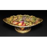 A ROYAL WORCESTER FRUIT STAND, 1930 painted by T Lockyer, signed, with fruit, 31.5cm w, printed mark