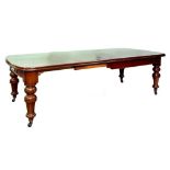 A VICTORIAN MAHOGANY EXTENDING DINING TABLE 75cm h; 120cm w x 255cm l