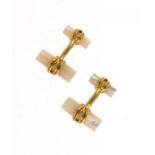 A PAIR OF TIFFANY & CO GOLD AND MOTHER OF PEARL BATON CUFF LINKS  marked TIFFANY & CO 7560 ++In fine