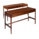 TWO DANISH ROSEWOOD SERVING TABLES, C1970   fitted with two drawers to the frieze, 73cm h; 50.5 x