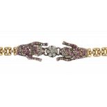 A DIAMOND AND TWO COLOUR GOLD 'BIG CAT' BRACELET, LATE 20TH C marked 14 Kt ITALY   ++In good