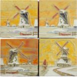 FORTY-EIGHT DUTCH FOUR INCH CLOISONNÉ WINDMILL TILES, DESIGNED BY L E F BODART AND MANUFACTURED BY