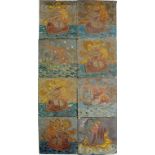 EIGHT DUTCH EIGHT AND A QUARTER  INCH CLOISONNÉ SHIP TILES DESIGNED BY L E F BODART AND MANUFACTURED