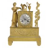A CHARLES X ORMOLU MANTEL CLOCK, C1830 the movement with silk suspension and silvered dial, the case