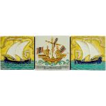 SIXTY-ONE DUTCH FOUR INCH CLOISONNÉ SHIP OR AMSTERDAM ANNO 1275 COMMEMORATIVE TILES   DESIGNED BY