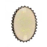 AN OPAL AND ROSE DIAMOND BROOCH, C1900  in gold ++In fine condition, the opal 24 x 38mm, gross