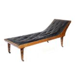 AN UNUSUAL MAHOGANY  DAYBED IN THE MANNER OF DR CHRISTOPHER DRESSER, C1880  covered in buttoned