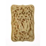 A CHINESE CARVED   IVORY CARD CASE AND COVER, 19TH C   10.5cm h ++In very fine condition, no