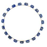 A WEDGWOOD BLUE AND WHITE JASPER WARE SET GOLD NECKLACE, C1800 composed of nineteen double sided