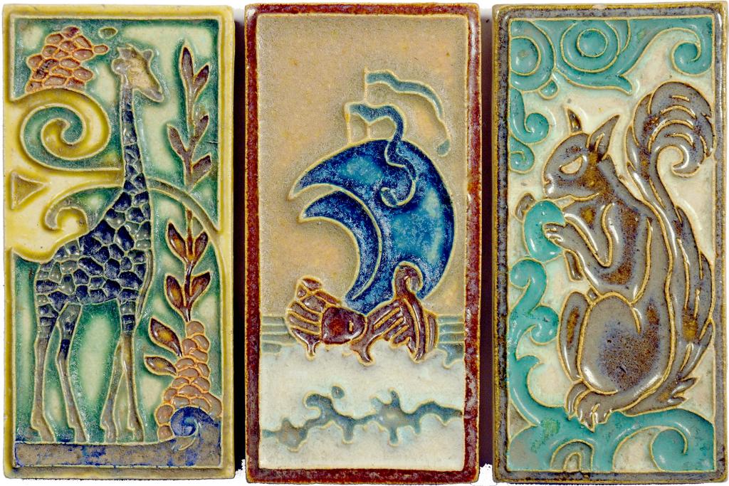 SEVENTY FOUR DUTCH FOUR X TWO INCH  INCH CLOISONNÉ SHIP AND GIRAFFE TILES, DESIGNED BY L E F