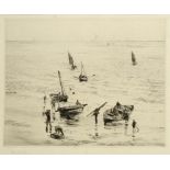 WILLIAM LIONEL WYLLIE, RA, RE (1851-1931) SHERRINGHAM CRABBERS  etching with margins, signed by
