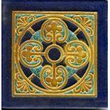 TWENTY-ONE DUTCH EIGHT INCH CLOISONNÉ BLUE GROUND TILES, DESIGNED BY L E F BODART AND MANUFACTURED