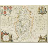 JANSEN NOTTINGHAMSHIRE double page engraved map with margins, hand coloured, 38 x 48.5cm and